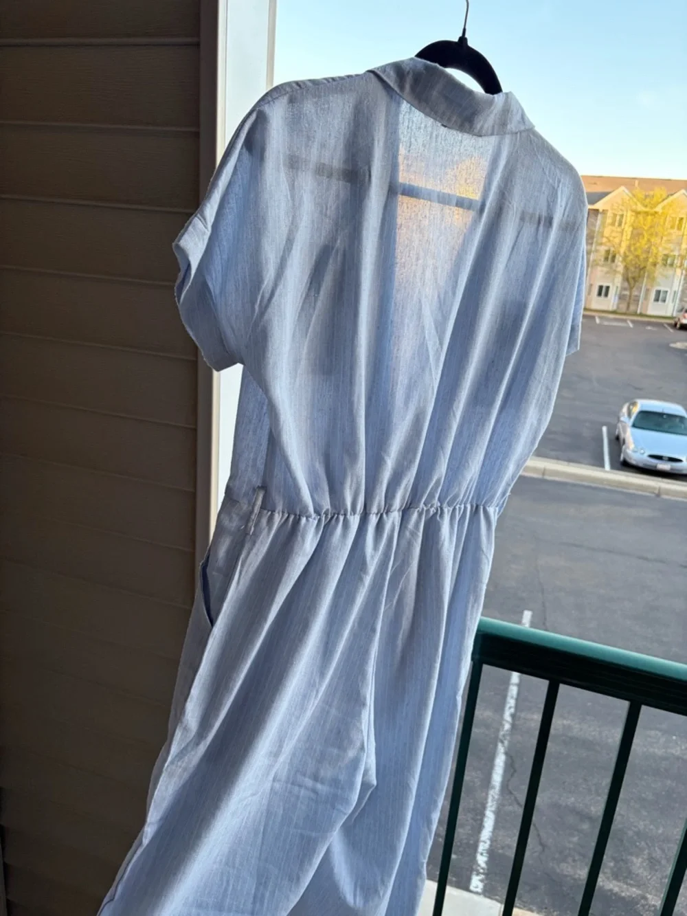 ππ¦Alani Light Blue Linen Blend Jumpsuit NWOT Size L Wide Leg Romper Collared - Picture 6 of 16